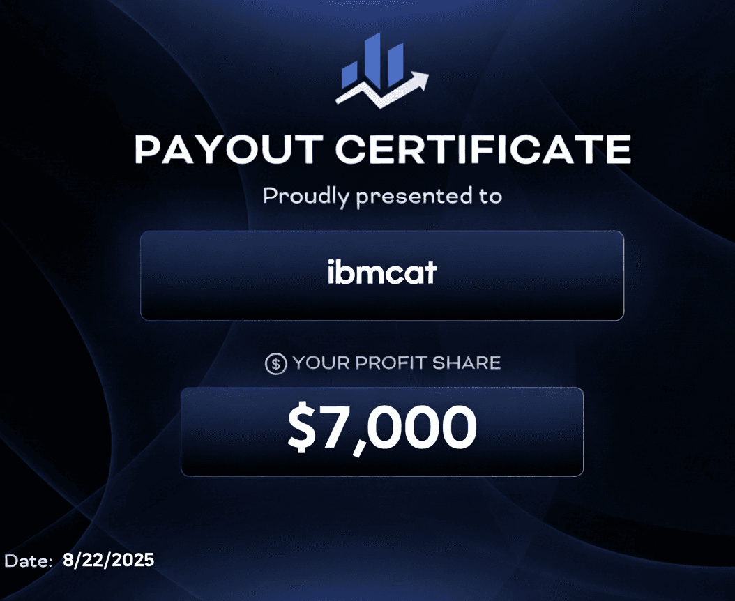 Day 3 payout certificate for $7,000
